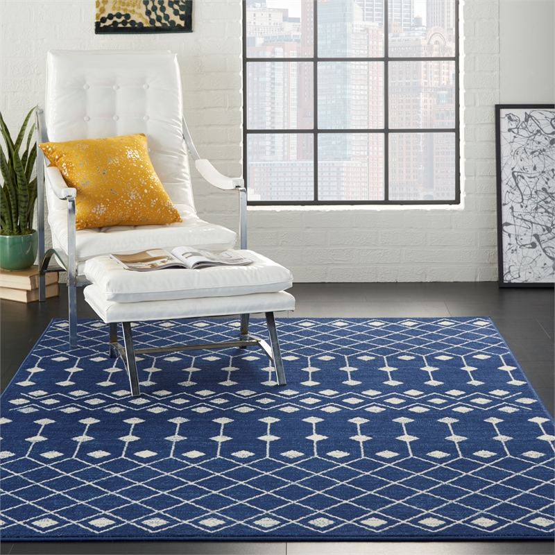 Pemberly Row Transitional 6'x9' Navy Bohemian Indoor Polypropylene Rug