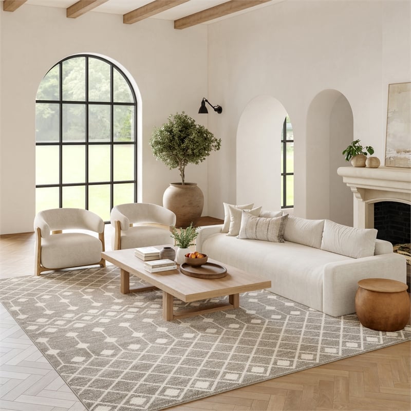 Pemberly Row Transitional 7'x10' Gray Bohemian Indoor Polypropylene Rug