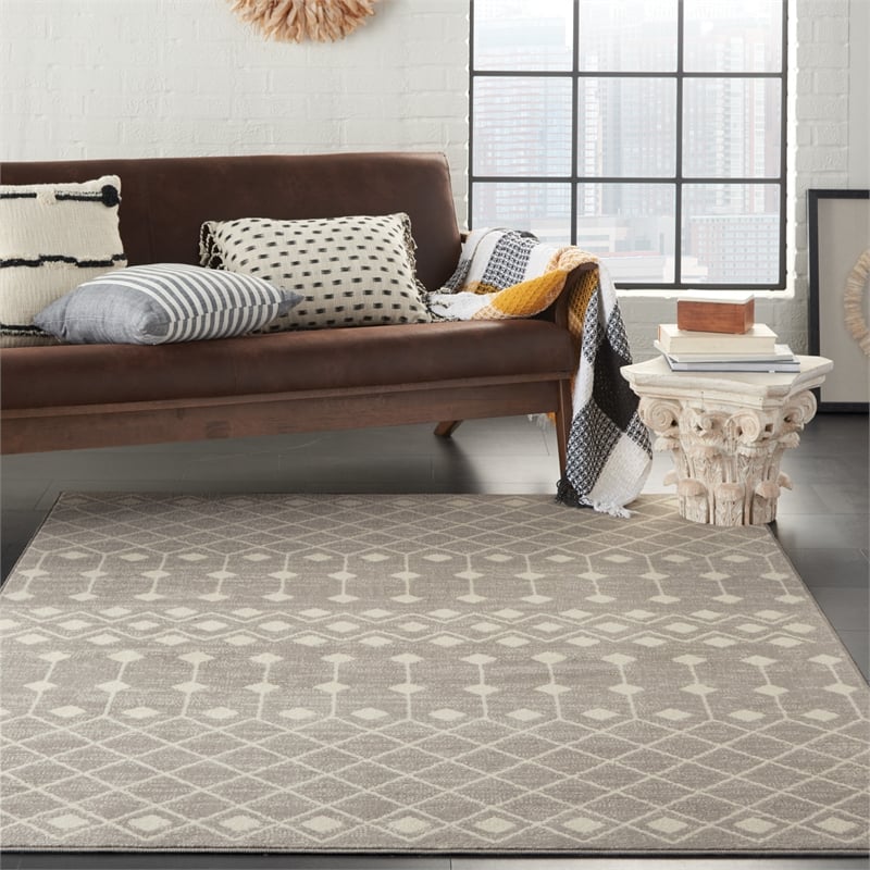 Pemberly Row Transitional 7'x10' Gray Bohemian Indoor Polypropylene Rug