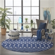 Pemberly Row 8' Round Navy Bohemian Indoor Polypropylene Rug