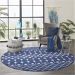 Pemberly Row 8' Round Navy Bohemian Indoor Polypropylene Rug