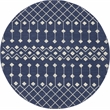 Pemberly Row 8' Round Navy Bohemian Indoor Polypropylene Rug