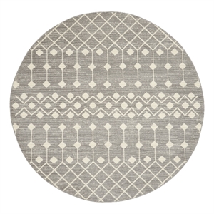 Pemberly Row 5'3&quotxRound Gray Bohemian Indoor Polypropylene Rug