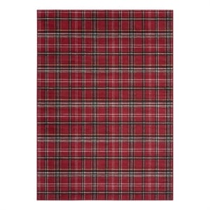 Pemberly Row Contemporary 7'x10' Red Rustic Indoor Polypropylene Rug