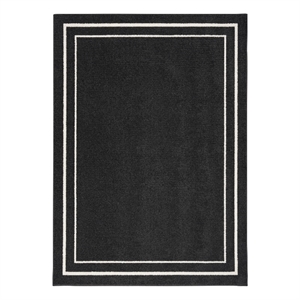 Pemberly Row 4'x6' Black Ivory Contemporary Polypropylene Rug