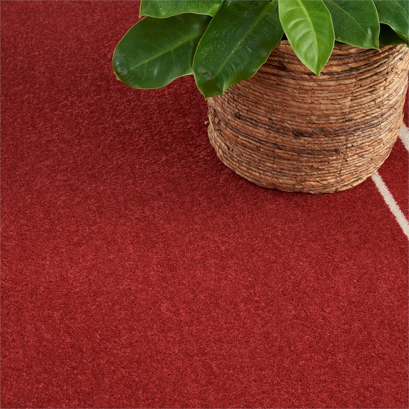 Pemberly Row Modern / Contemporary 4'x6' Brick/Ivory Plush Rug