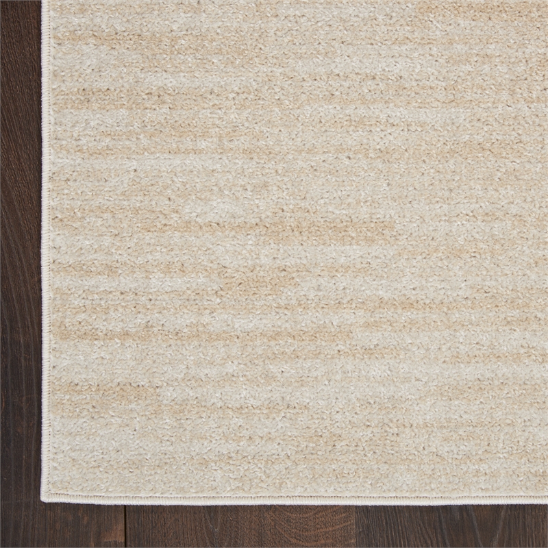 Pemberly Row Contemporary 5' Square Ivory Beige Indoor/Outdoor Rug
