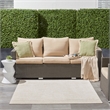 Pemberly Row Contemporary 5' Square Ivory Beige Indoor/Outdoor Rug