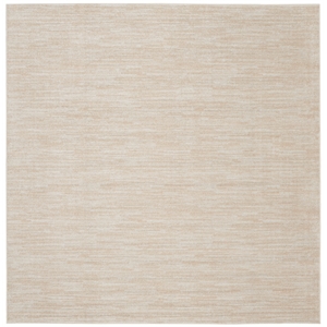 Pemberly Row Contemporary 5' Square Ivory Beige Indoor/Outdoor Rug