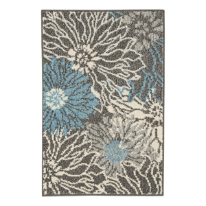 Pemberly Row Passion 1'10&quotx2'10&quot Charcoal/Blue Contemporary Indoor Rug