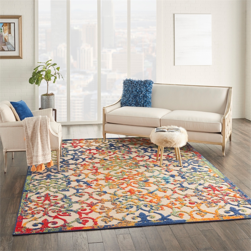 Pemberly Row 7'x10' Multicolor Indoor/Outdoor Polypropylene Rug