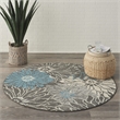 Pemberly Row 4' Round Charcoal/Blue Contemporary Indoor Polypropylene Rug