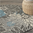 Pemberly Row 4' Round Charcoal/Blue Contemporary Indoor Polypropylene Rug