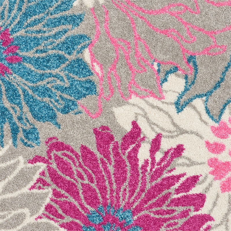 Pemberly Row 4' Round Grey Contemporary Indoor Polypropylene Rug