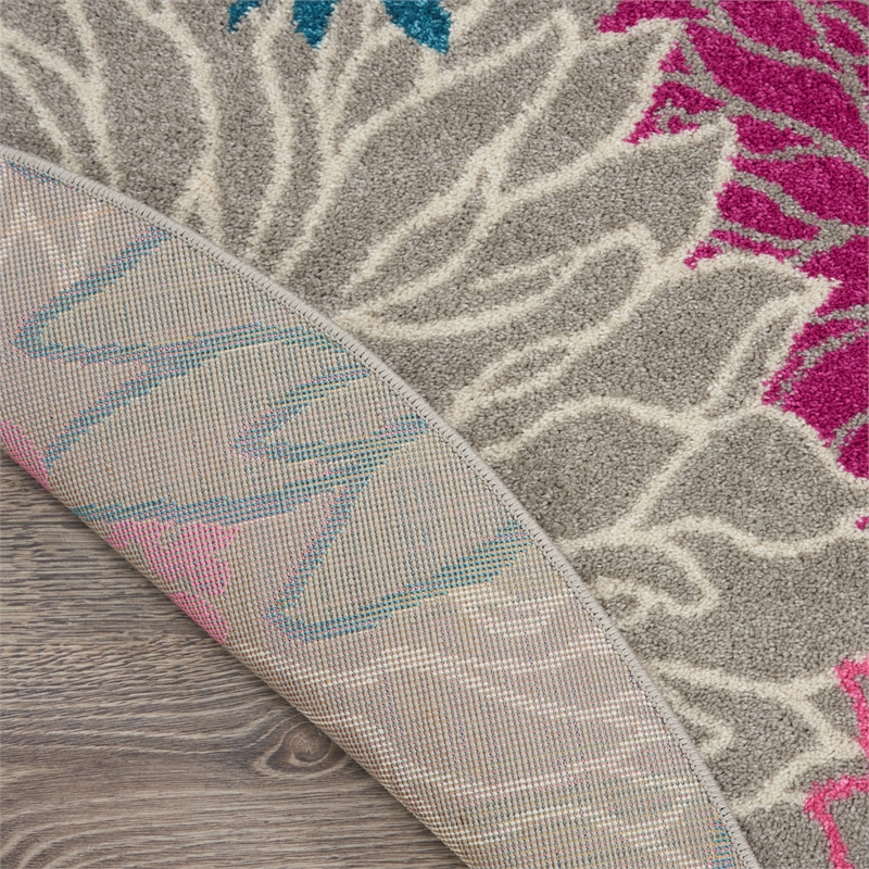 Pemberly Row 4' Round Grey Contemporary Indoor Polypropylene Rug