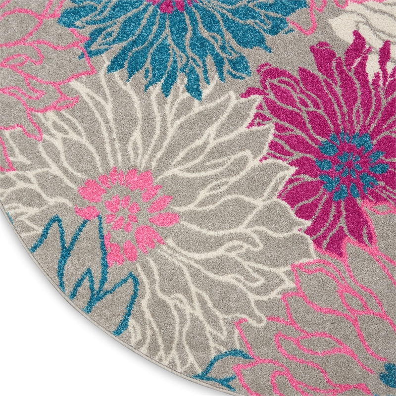 Pemberly Row 4' Round Grey Contemporary Indoor Polypropylene Rug