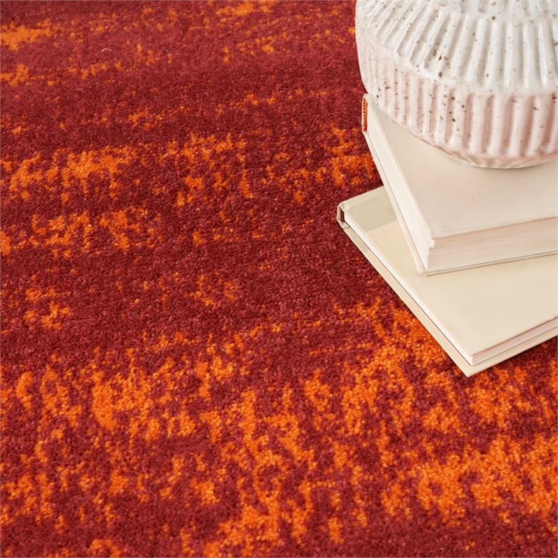 Pemberly Row Modern / Contemporary 4'x6' Red Finish Plush Rug