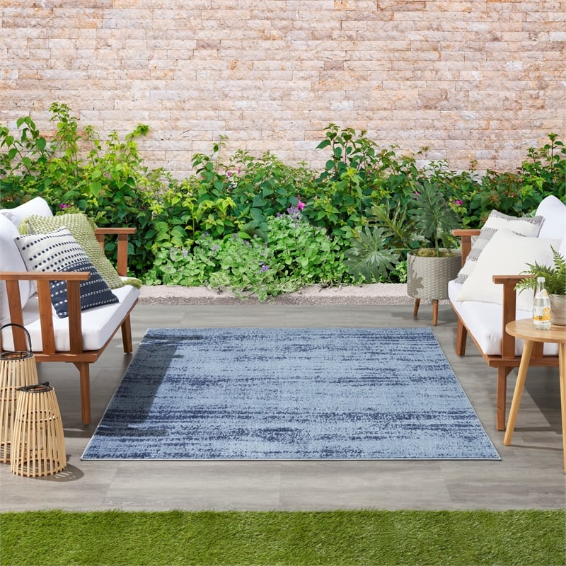 Pemberly Row Modern / Contemporary 5'x7' Denim Blue Plush Rug