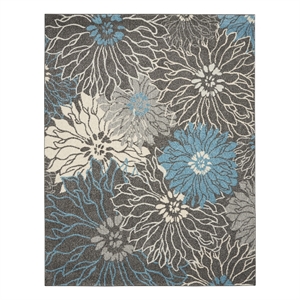 Pemberly Row 8'x10' Charcoal/Blue Contemporary Indoor Polypropylene Rug