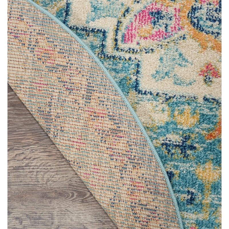 Pemberly Row 8'x10' Ivory/Light Blue Bohemian Indoor Polypropylene Rug