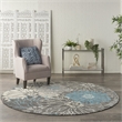 Pemberly Row 8' Round Charcoal/Blue Contemporary Indoor Polypropylene Rug