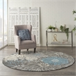 Pemberly Row 8' Round Charcoal/Blue Contemporary Indoor Polypropylene Rug