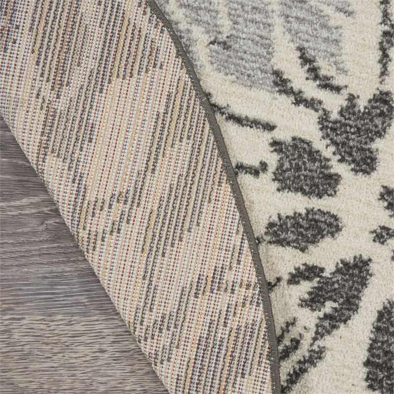 Pemberly Row 8' Round Charcoal/Blue Contemporary Indoor Polypropylene Rug