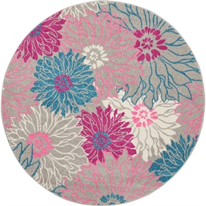 Pemberly Row 5'3&quotxRound Grey Contemporary Indoor Polypropylene Rug