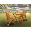 Pemberly Row Folding Table and 2 Folding Camping Chairs - Natural Oil Finish