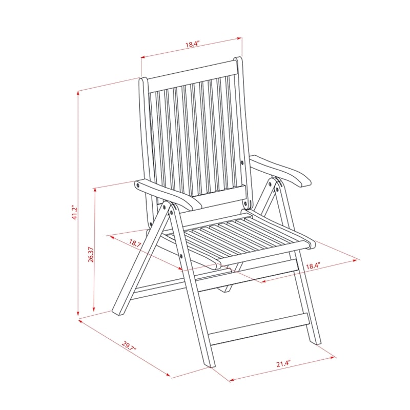Pemberly Row Folding Table and 2 Folding Camping Chairs - Natural Oil Finish