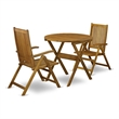 Pemberly Row Folding Table and 2 Folding Camping Chairs - Natural Oil Finish