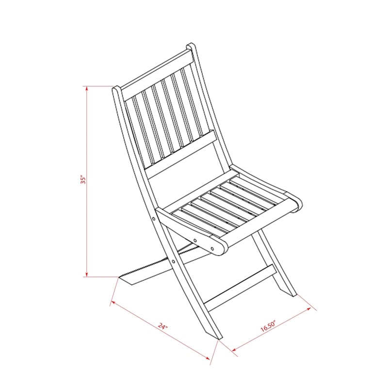Pemberly Row Wood Table and 2 Folding Patio Chairs - Natural Oil Finish