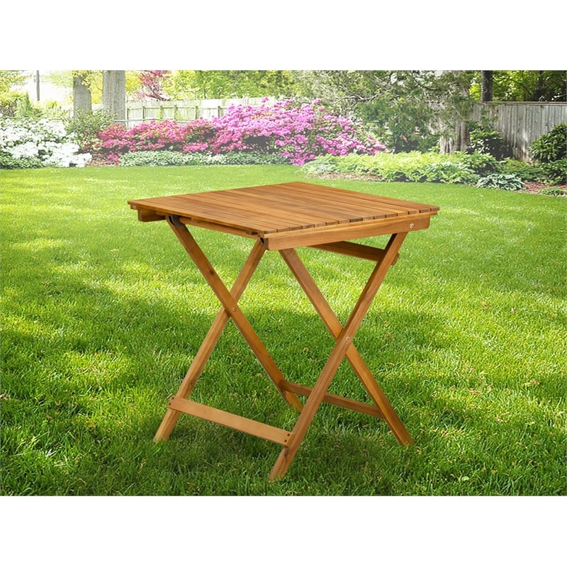 Pemberly Row Square Acacia Wood Outdoor Table in Natural Oil finish