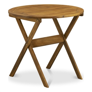 Pemberly Row Traditional Acacia Wood Round Table in Natural Oil finish