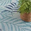 Pemberly Row Contemporary Home Garden Oasis 9'x12' Blue Area Rug