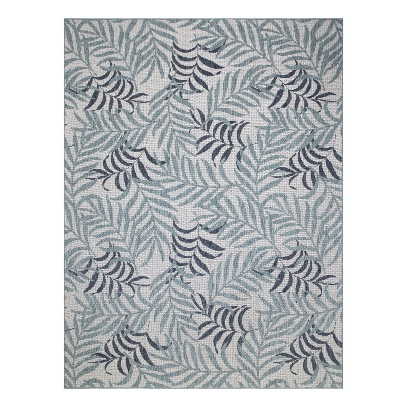 Pemberly Row Contemporary Home Garden Oasis 9'x12' Blue Area Rug