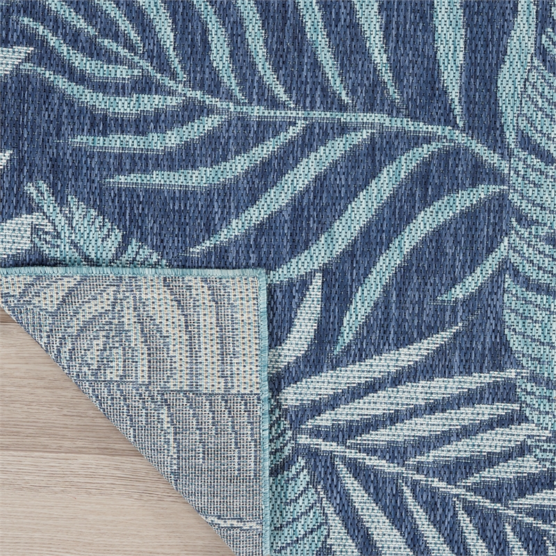 Pemberly Row Contemporary Home Garden Oasis 9'x12' Navy Area Rug