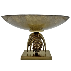 Pemberly Row Contemporary Decorative Aluminum Entryway Bowl in Gold