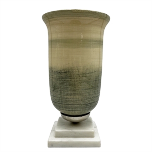 Pemberly Row Decorative Handmade Aluminum Glass Marble Cup Flower Vase in Green