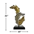 Pemberly Row 21-inch Tall Handmade Aluminum Abstract Leaf Sculpture Gold Silver