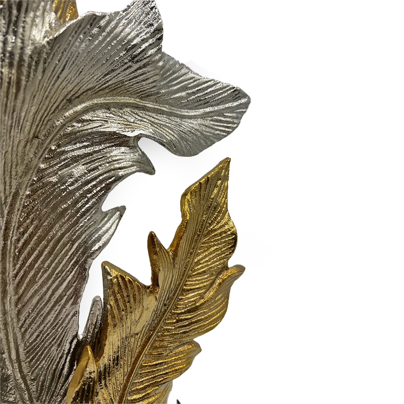 Pemberly Row 21-inch Tall Handmade Aluminum Abstract Leaf Sculpture Gold Silver