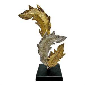 Pemberly Row 21-inch Tall Handmade Aluminum Abstract Leaf Sculpture Gold Silver