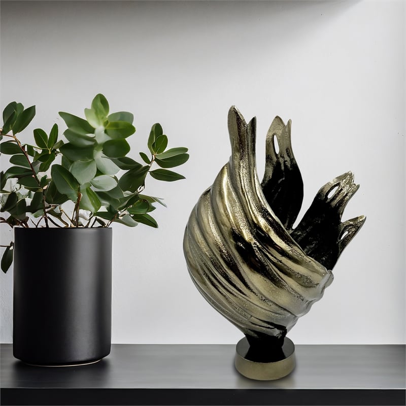 Pemberly Row Decorative Handmade Aluminum Abstract Swirl Sculpture in Bronze