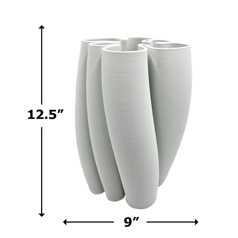 Pemberly Row Contemporary 11-inch Tall White Ceramic Vase in White