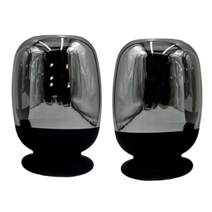 Pemberly Row Set of 2 Decorative Handmade Glass Flower Vases in Black and Silver