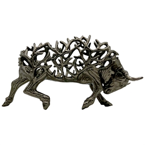 Pemberly Row Decorative Handmade Aluminum Abstract Bull Sculpture in Bronze