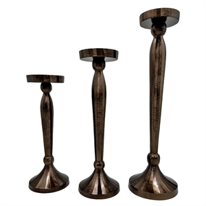 Pemberly Row Set of 3 Decorative Handmade Artistic Candle Holder in Brown