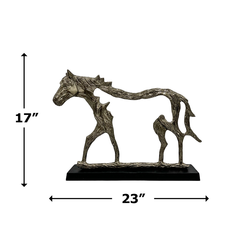 Pemberly Row Decorative Handmade Aluminum Horse Outline Sculpture in Bronze