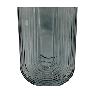 Pemberly Row 9-inch Tall Decorative Handmade Glass U-shape Flower Vase in Blue