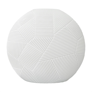 Pemberly Row 8-inch Wide Decorative Handmade Glass Round Flower Vase in White